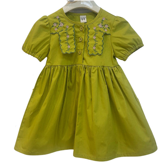 Baby Kid Girls Flower Embroidered Dresses