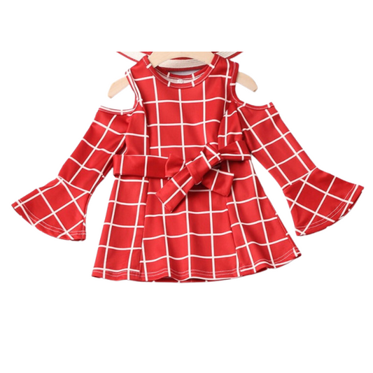 Mommy And Me Baby Kid Checked Ribbon Dresses