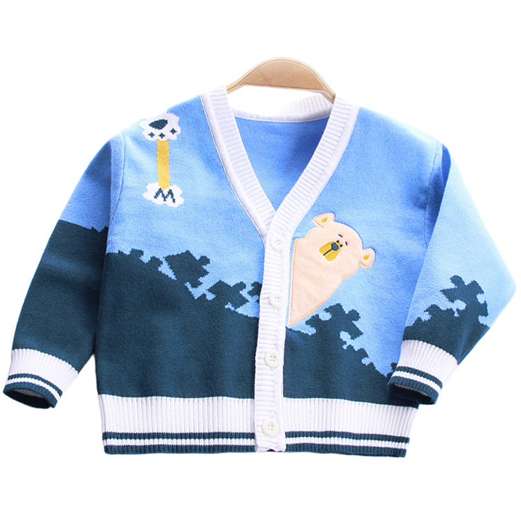 Baby Kid Unisex Color-blocking Animals Cartoon Crochet Cardigan