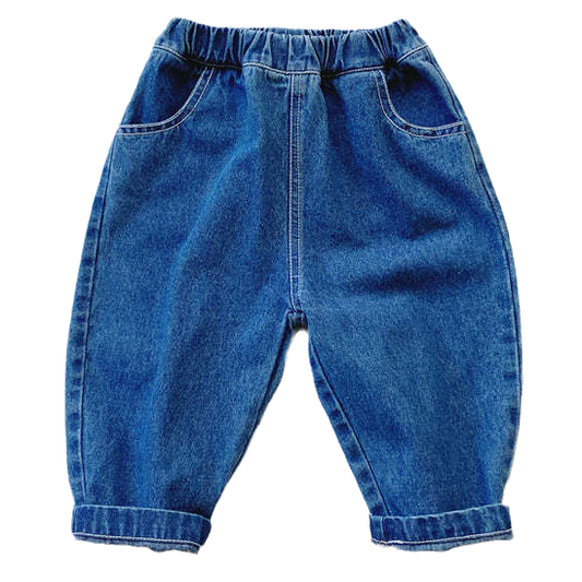 Baby Kid Unisex Solid Color Jeans