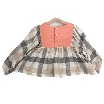 Baby Kid Girls Checked Embroidered Tops