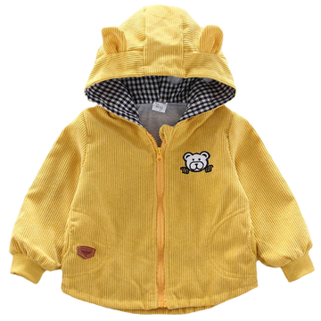 Baby Kid Boys Cartoon Embroidered Muslin&Ribbed Jackets Outwears