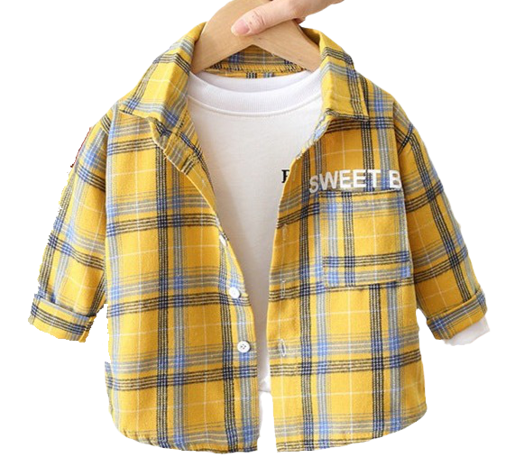 Baby Kid Boys Letters Checked Cartoon Print Tops