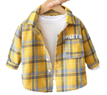 Baby Kid Boys Letters Checked Cartoon Print Tops