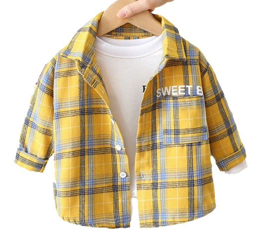 Baby Kid Boys Letters Checked Cartoon Print Tops