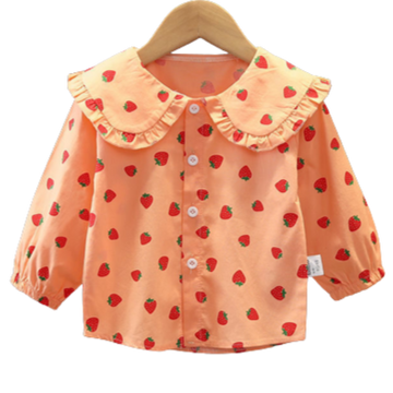 Baby Kid Girls Fruit Checked Print Shirts