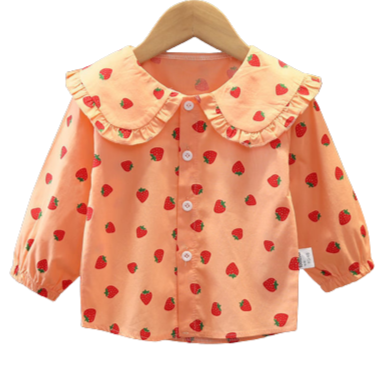 Baby Kid Girls Fruit Checked Print Shirts