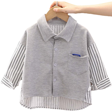 Baby Kid Boys Solid Color Striped Letters Jackets Outwears