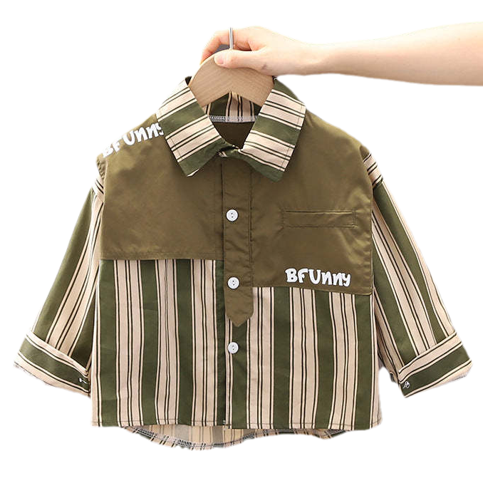 Baby Kid Boys Striped Letters Cartoon Print Shirts