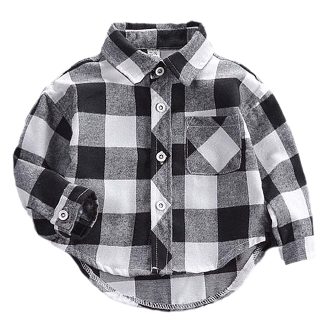 Baby Kid Boys Letters Checked Shirts