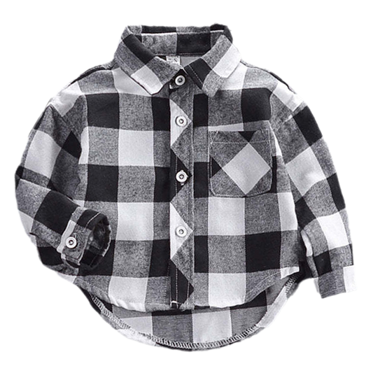 Baby Kid Boys Letters Checked Shirts