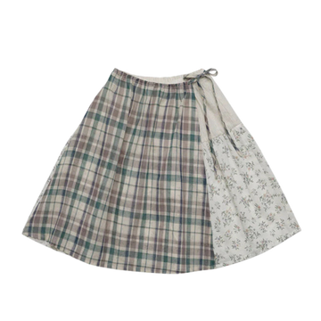 Baby Kid Girls Color-blocking Flower Checked Print Skirts