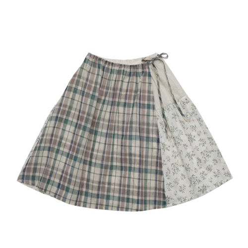 Baby Kid Girls Color-blocking Flower Checked Print Skirts