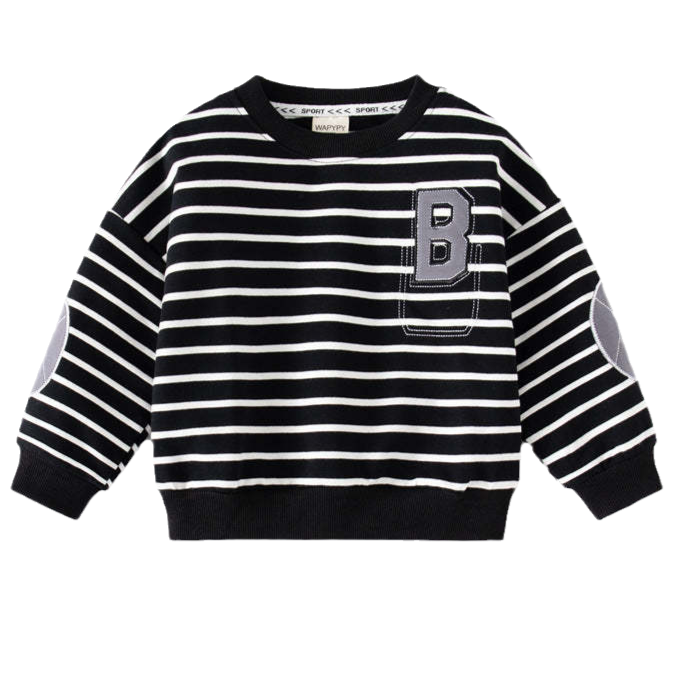 Baby Kid Boys Striped Embroidered Alphabet Hoodies Sweatshirts