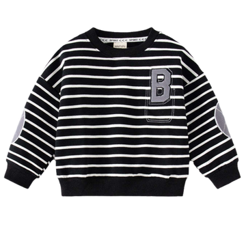 Baby Kid Boys Striped Embroidered Alphabet Hoodies Sweatshirts