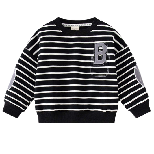 Baby Kid Boys Striped Embroidered Alphabet Hoodies Sweatshirts