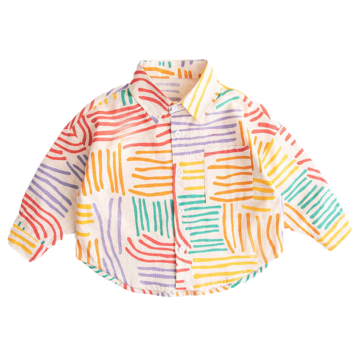 Baby Kid Boys Striped Color-blocking Print Tops