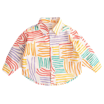 Baby Kid Boys Striped Color-blocking Print Tops