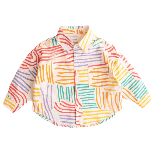 Baby Kid Boys Striped Color-blocking Print Tops