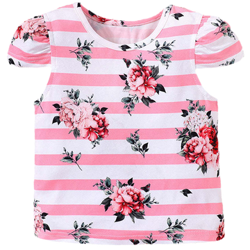 Baby Kid Girls Striped Flower Print Tops