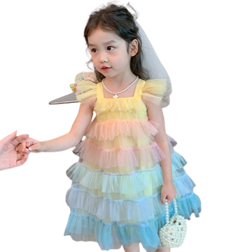 Baby Kid Girls Color-blocking Birthday Dresses Princess Dresses