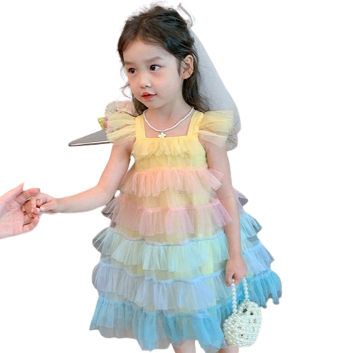 Baby Kid Girls Color-blocking Birthday Dresses Princess Dresses