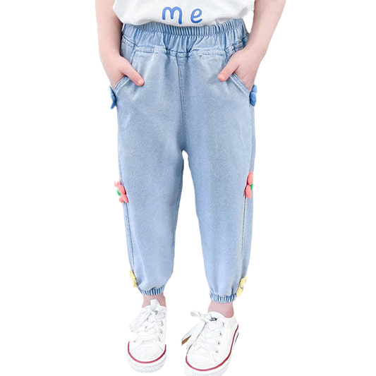 Baby Kid Girls Flower Jeans