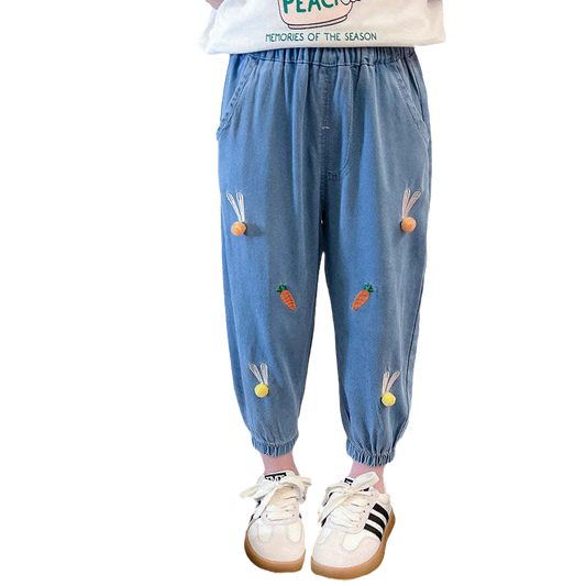 Baby Kid Unisex Cartoon Embroidered Pants