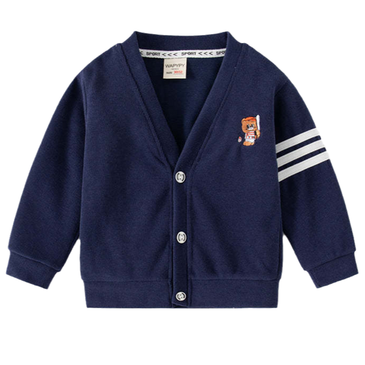 Baby Kid Boys Striped Cartoon Embroidered Jackets Outwears