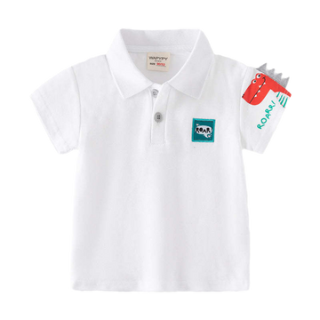 Baby Kid Boys Letters Dinosaur Print Polo Shirts