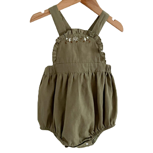 Baby Girls Flower Checked Embroidered Rompers