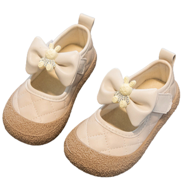 Baby Kid Girls Color-blocking Bow Shoes