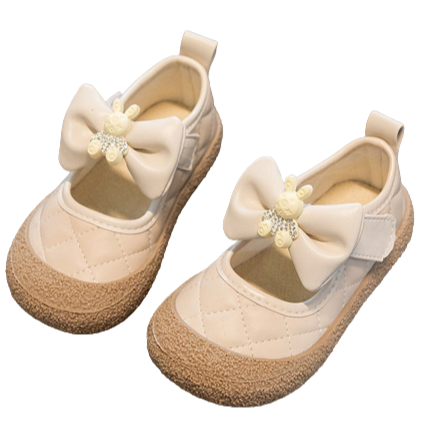 Baby Kid Girls Color-blocking Bow Shoes