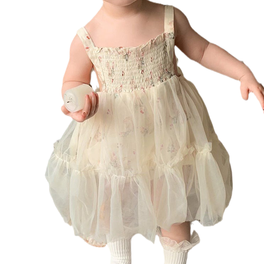 Baby Kid Girls Wings Lace Embroidered Print Birthday Dresses Princess Dresses