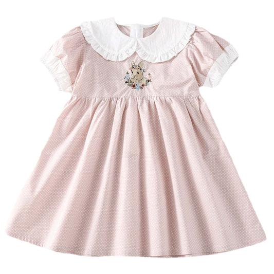 Baby Kid Girls Flower Rabbit Embroidered Dresses