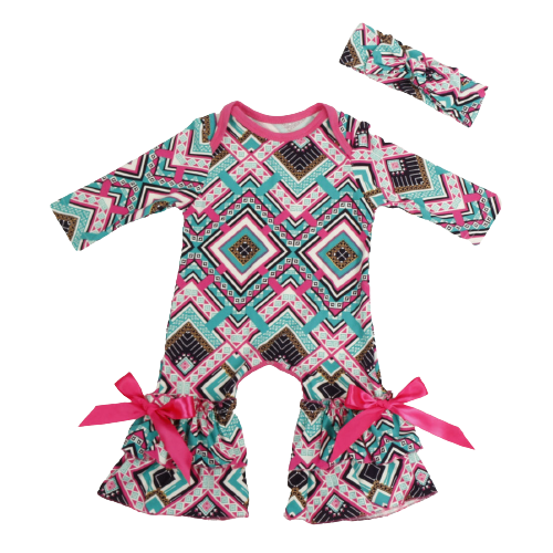 Baby Kid Girls Bow Graphic Print Jumpsuits