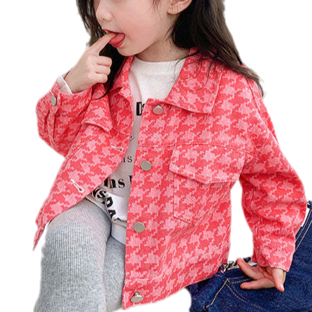 Baby Kid Girls Houndstooth Jackets Outwears