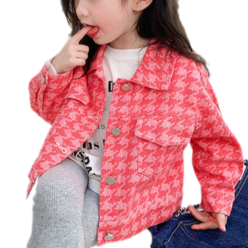 Baby Kid Girls Houndstooth Jackets Outwears