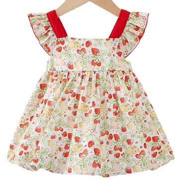 Baby Kid Girls Fruit Cartoon Print Dresses