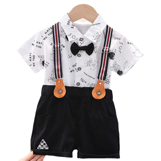 2 Pieces Set Baby Kid Boys Cartoon Print Shirts And Rompers