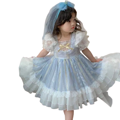 Cute Baby Kid Girls Lace Embroidered Princess Dresses