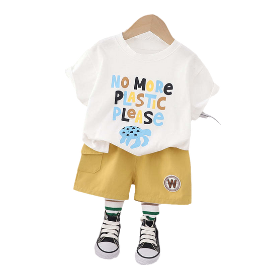 2 Pieces Set Baby Kid Boys Letters T-Shirts And Alphabet Shorts