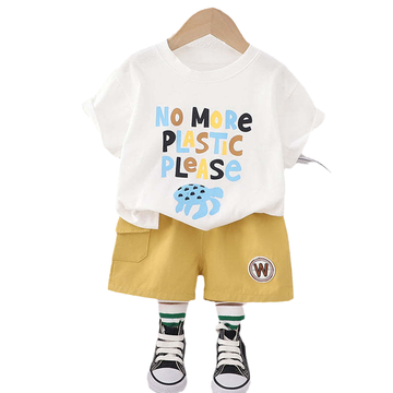 2 Pieces Set Baby Kid Boys Letters T-Shirts And Alphabet Shorts