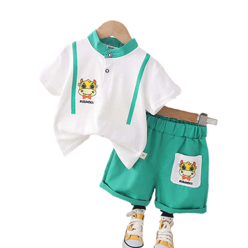 2 Pieces Set Baby Kid Boys Animals Cartoon Print T-Shirts And Shorts