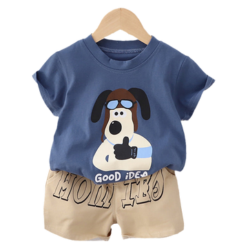 2 Pieces Set Baby Kid Boys Letters Animals Cartoon Print T-Shirts And Shorts