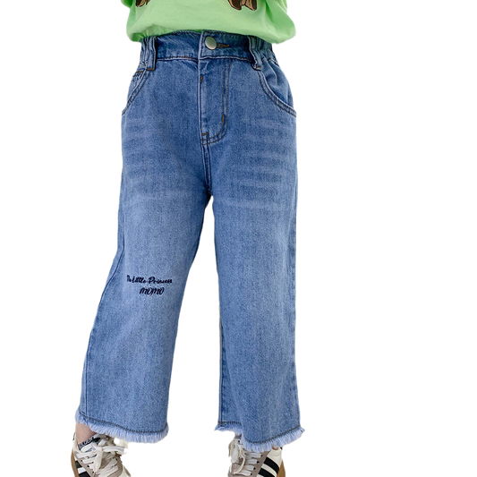 Baby Kid Girls Letters Embroidered Pants Jeans