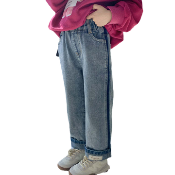 Fashion Baby Kid Girls Color-blocking Jeans