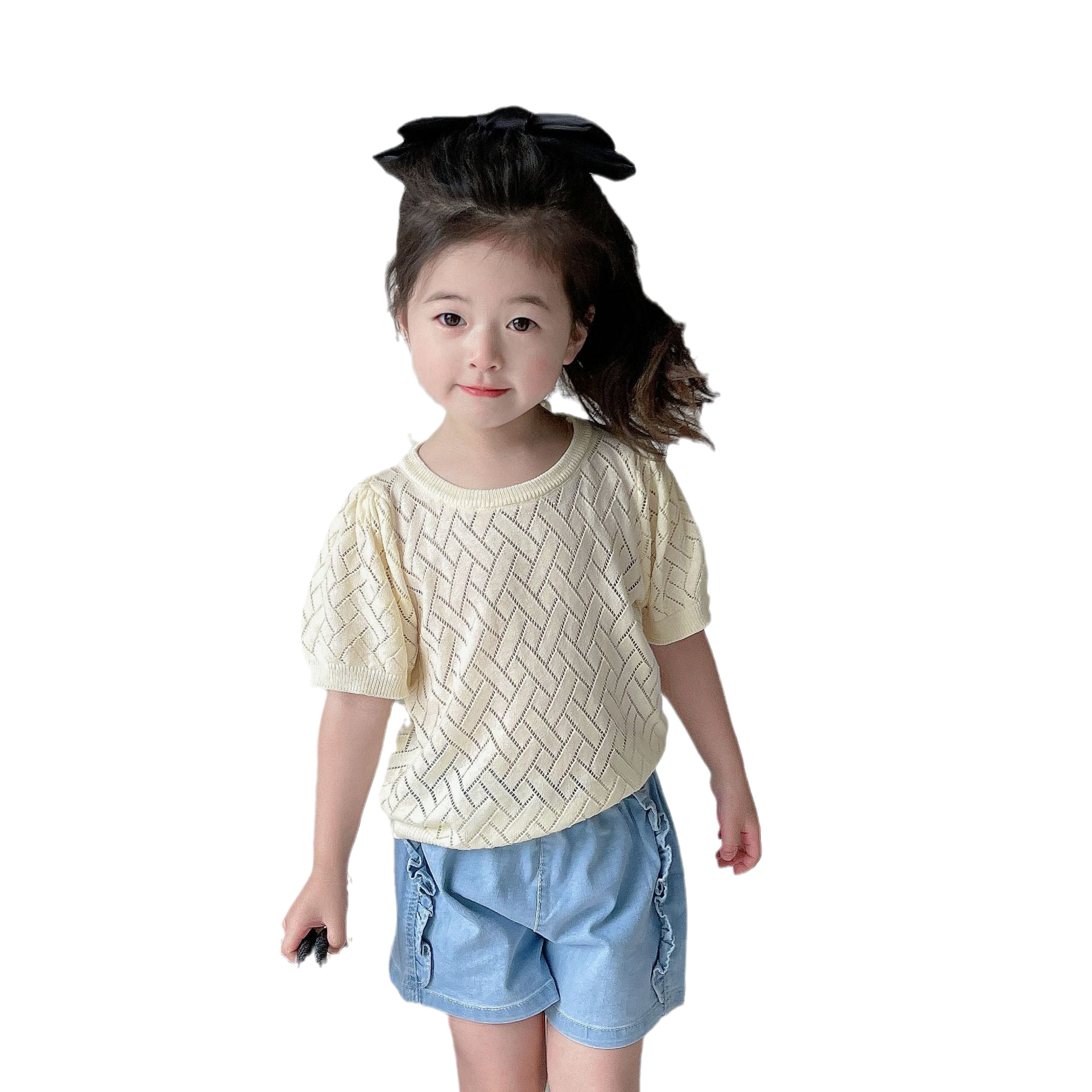 Baby Kid Girls Bow Crochet Tops