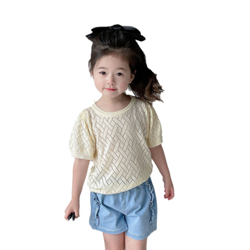 Baby Kid Girls Bow Crochet Tops