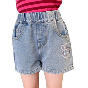 Baby Kid Girls Cartoon Embroidered Shorts